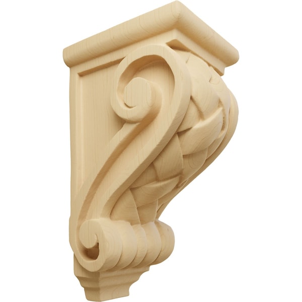 Ekena Millwork 3 1/2"W x 4"D x 7"H Small Basket Weave Corbel, Alder CORW03X04X07BWAL - main